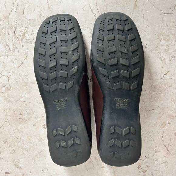 Geox Respira Comfort Shoes Euro 41 Brown Leather Loafers 10 10.5 Square Toe - Picture 12 of 12